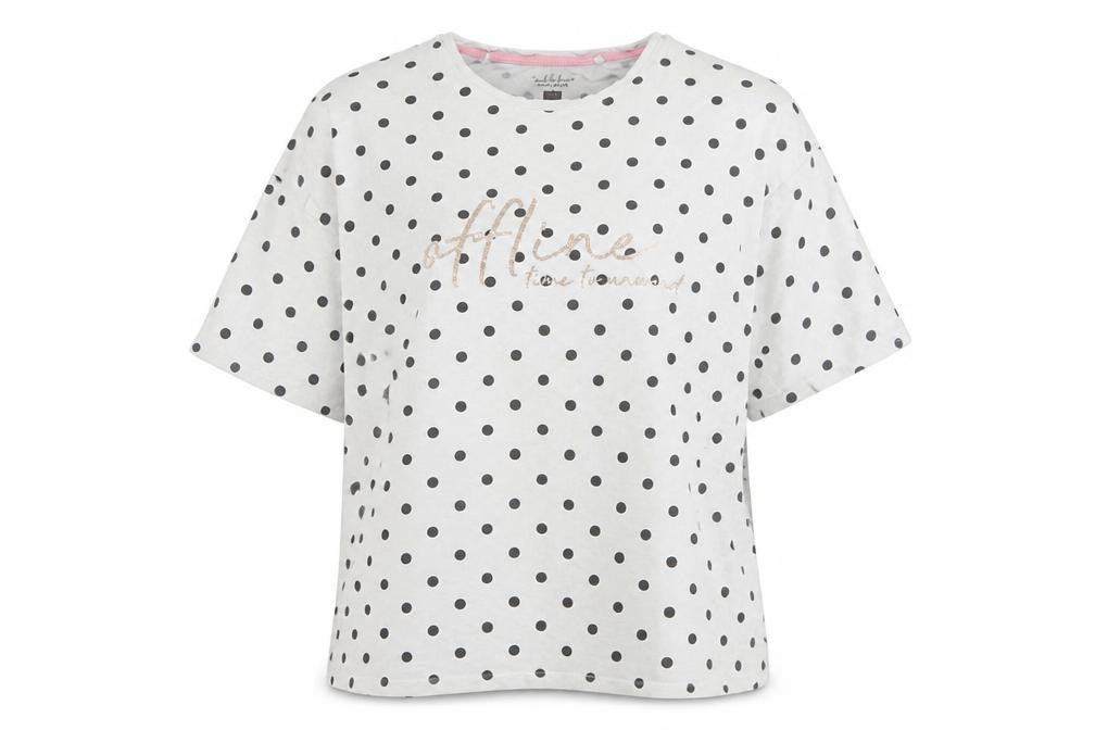 F&F Womens White Polka Dot Cotton Top Pyjama Top Size 12
