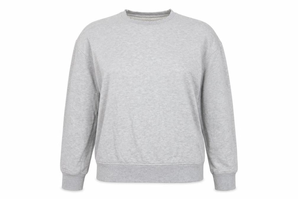 Front view of Primark women’s grey round neck cotton jumper, size S
