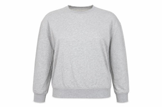Front view of Primark women’s grey round neck cotton jumper, size S