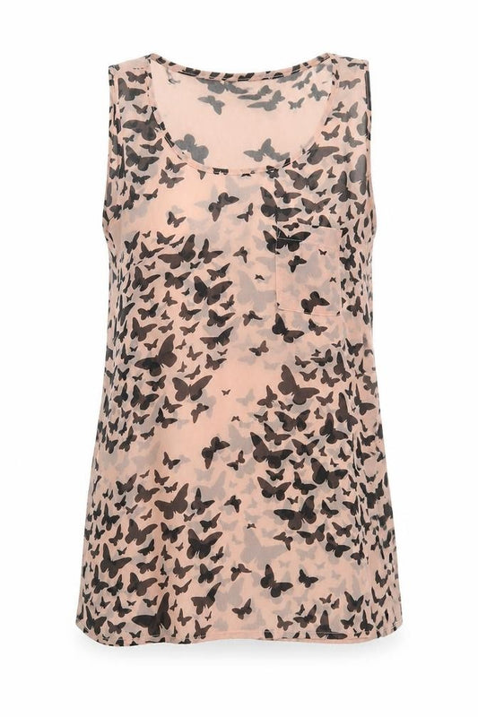 Front view of Select women’s pink polyester basic tank, size UK 8, round neck
