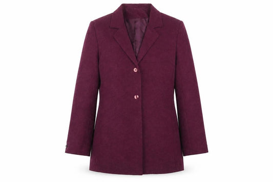 Front view of Debenhams women’s purple floral cupro jacket suit jacket, size UK 14