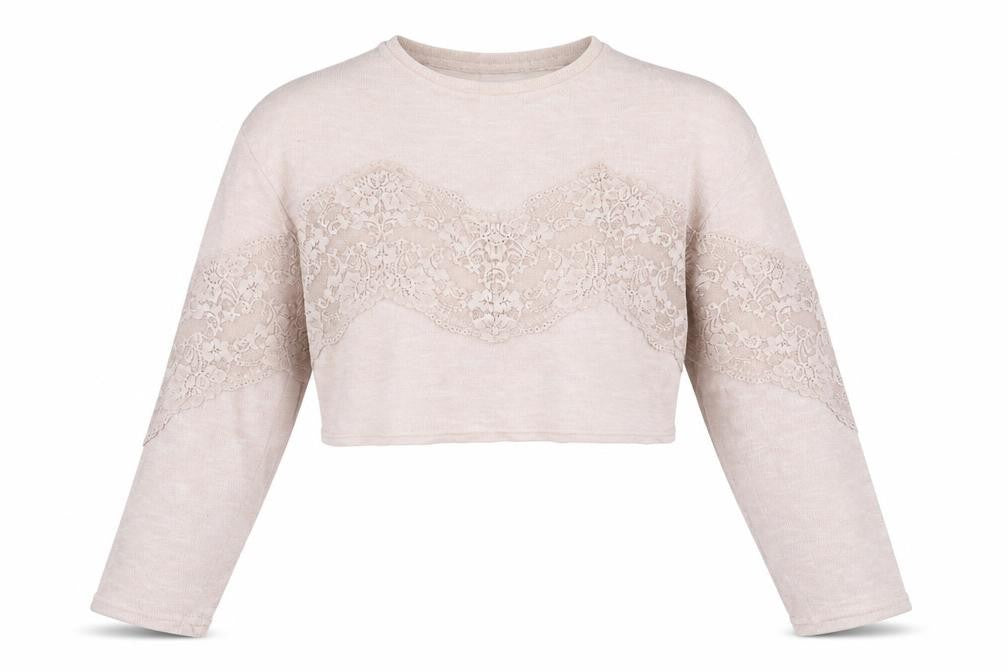Front view of H&M women’s pink polyester pullover sweatshirt, size M
