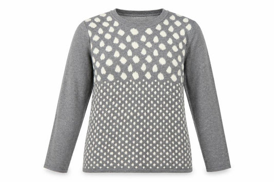 Front view of Cristina women’s multicoloured round neck animal print viscose jumper, size L