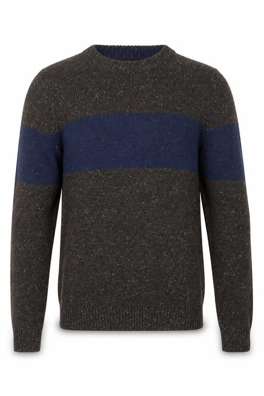 Front view of Primark men’s multicoloured round neck polyester jumper, size XS