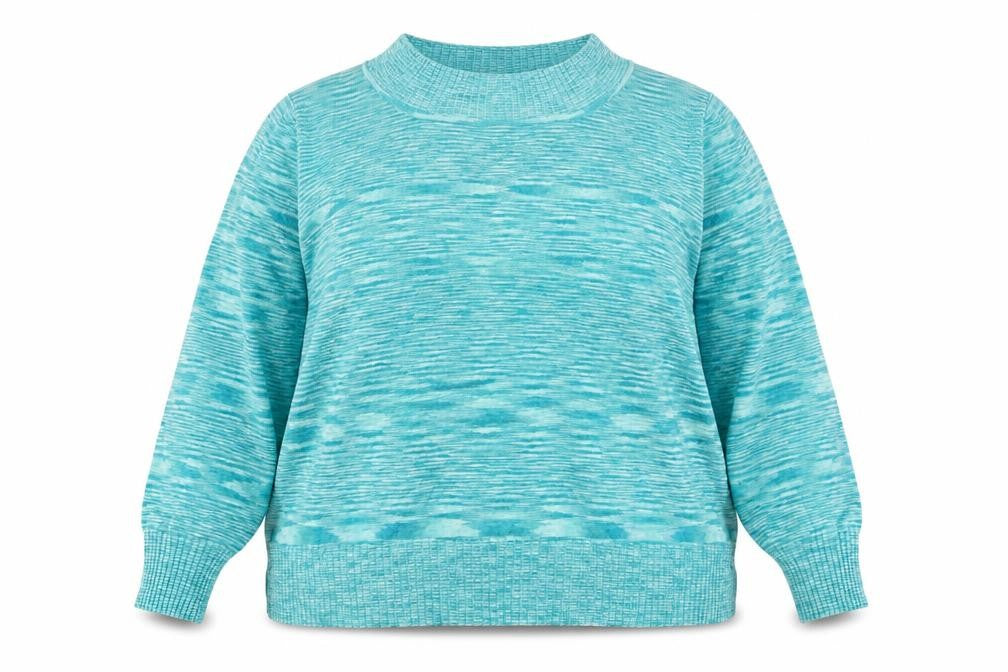 Front view of Klass women’s green round neck jumper, size 2XL