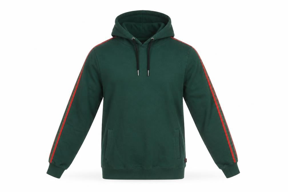 Front view of Soul Star men’s green pullover hoodie, size S