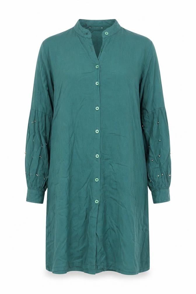 Front view of Miss Antalya women’s grey basic button-up, size UK 10, collared