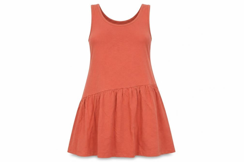 Front view of ASOS women’s red cotton a-line, size UK 10, round neck
