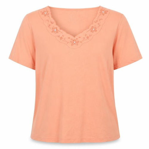 BM Womens Orange  Cotton Basic Blouse Size XL V-Neck