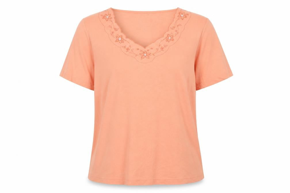 BM Womens Orange  Cotton Basic Blouse Size XL V-Neck