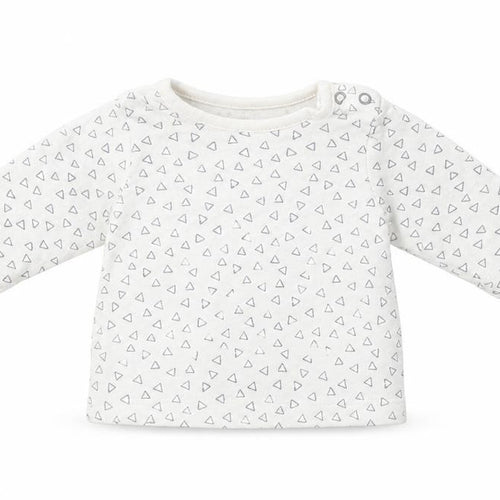 George Baby White Geometric Cotton Basic Blouse Size 0-3 Months Crew Neck Snap
