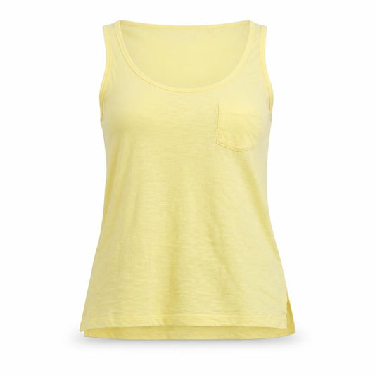 Front view of Principles women’s yellow cotton basic tank, size UK 10, scoop neck