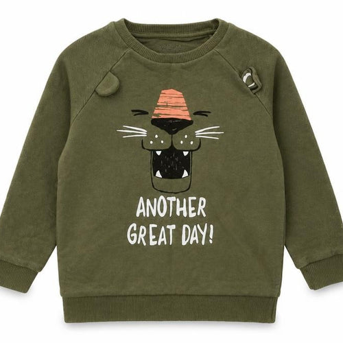 Nutmeg Girls Green  Cotton Pullover Sweatshirt Size 3-4 Years   - Big Cat