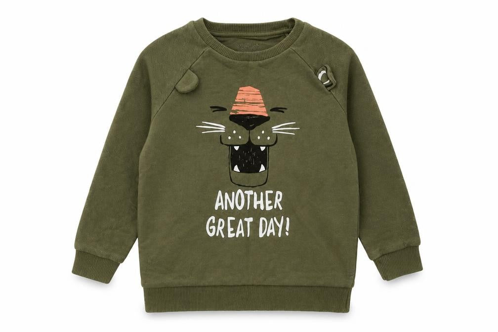 Nutmeg Girls Green  Cotton Pullover Sweatshirt Size 3-4 Years   - Big Cat