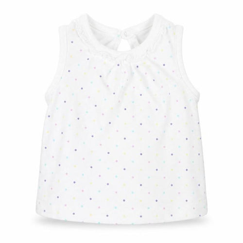 F&F Baby White Polka Dot Cotton Basic T-Shirt Size 0-3 Months Round Neck