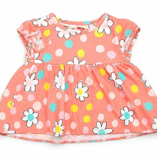 Marks and Spencer Baby Pink Polka Dot Cotton Shift  Size 3-6 Months  Round Neck