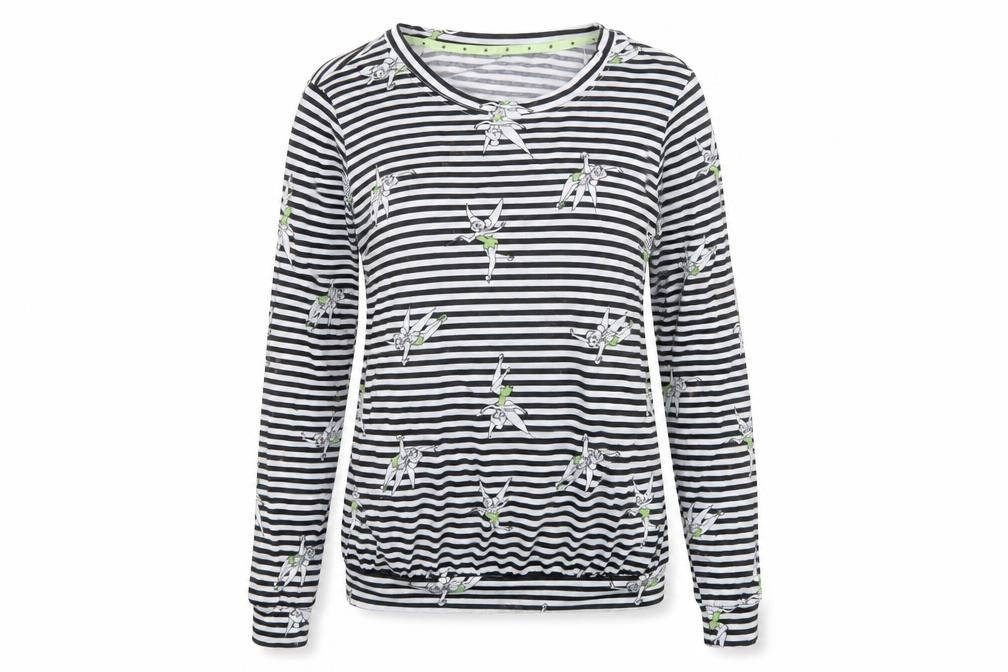 George Womens Black Striped Polyester Top Pyjama Top Size 8   - Disney