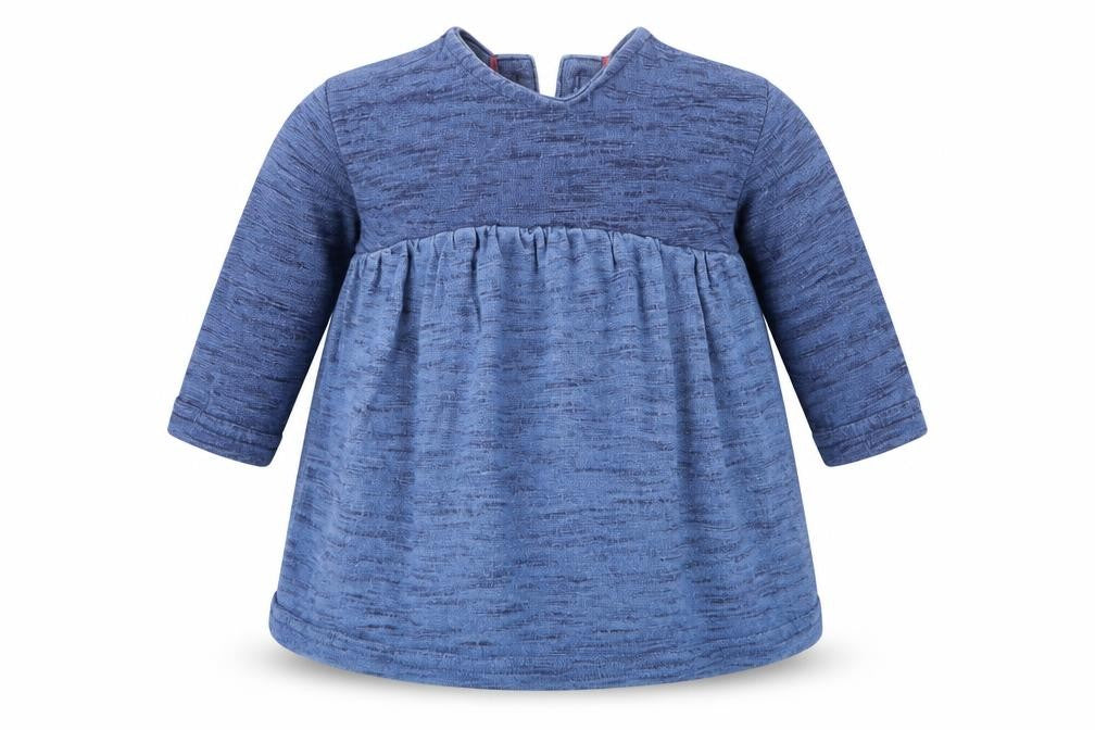 Front view of Next Baby Blue Cotton Shift, size 0-3, Months Round Neck