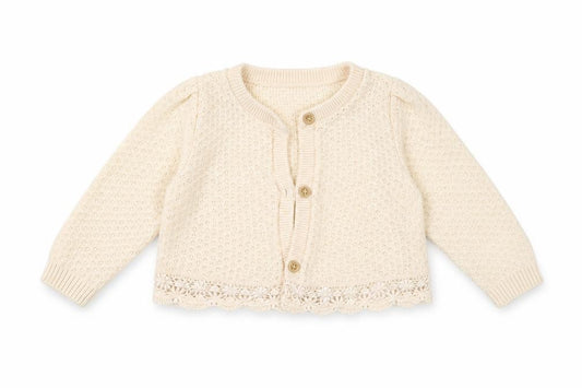 Front view of George Baby Beige Cotton Cardigan Jumper, size 6-9, Months