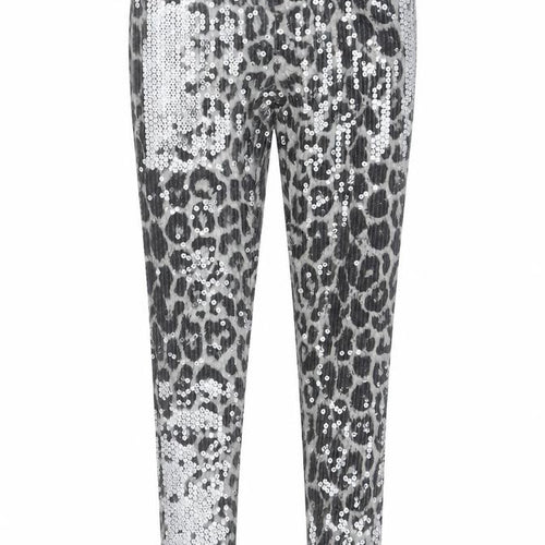 PURE OXEGEN Womens Grey Animal Print Viscose Jogger Leggings Size S L27 in