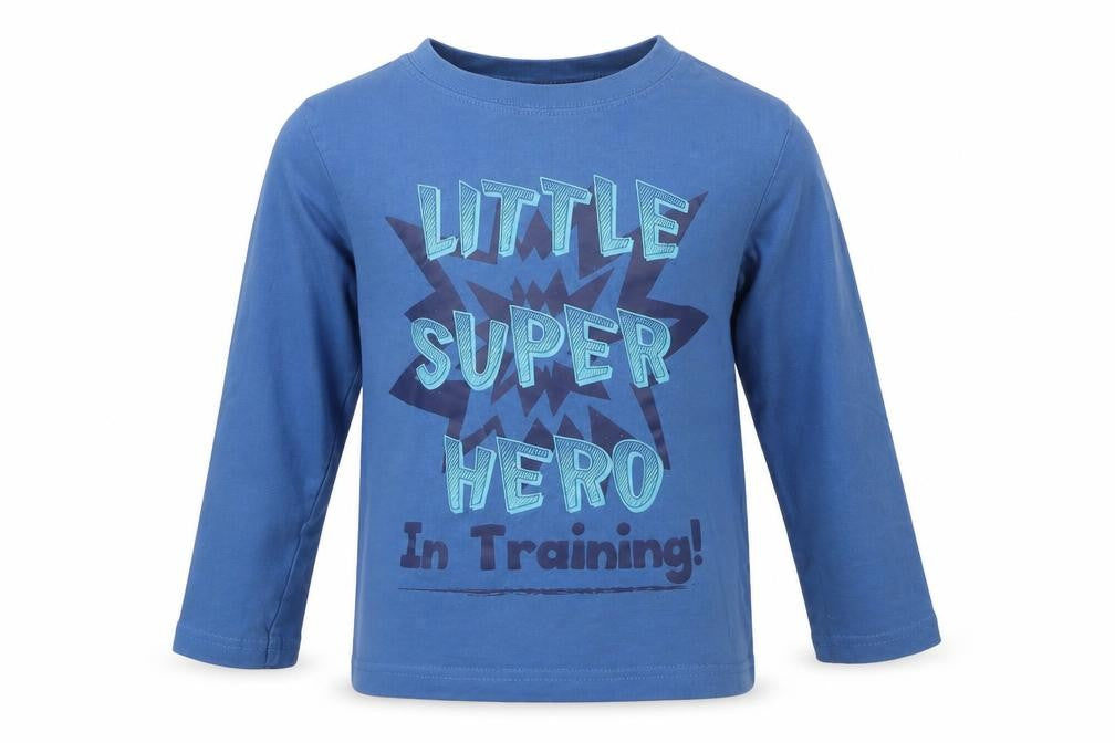 Boys Boys Blue  Cotton Basic T-Shirt Size 5-6 Years Round Neck  - super hero