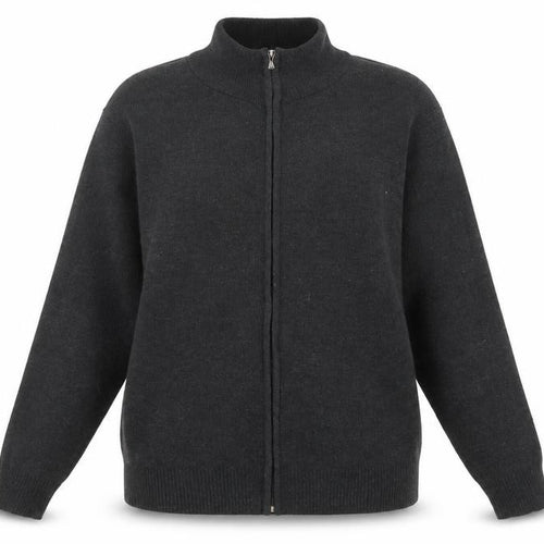 Foglie Rosse Womens Grey Crew Neck  Acrylic Full Zip Jumper Size 2XL