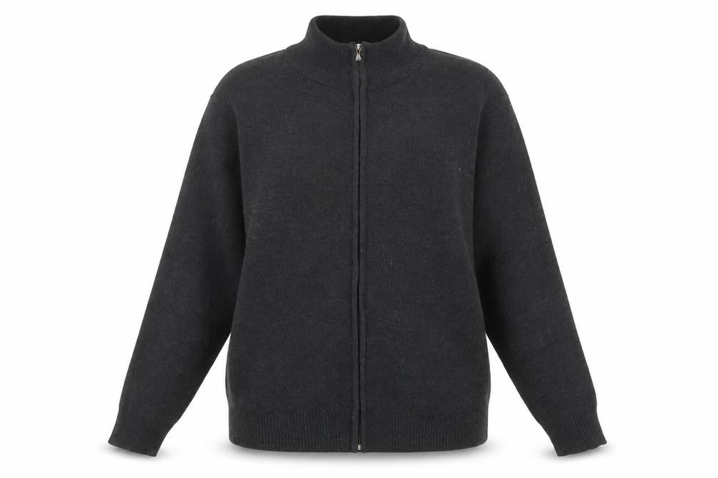 Foglie Rosse Womens Grey Crew Neck  Acrylic Full Zip Jumper Size 2XL