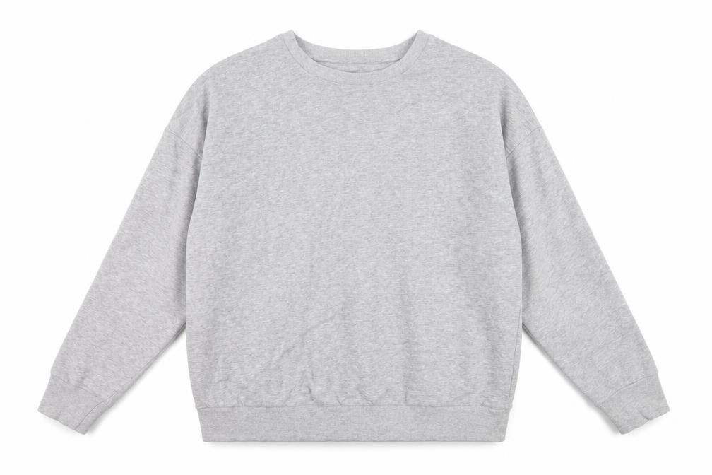 Front view of Capsual women’s grey round neck cotton jumper, size UK 18