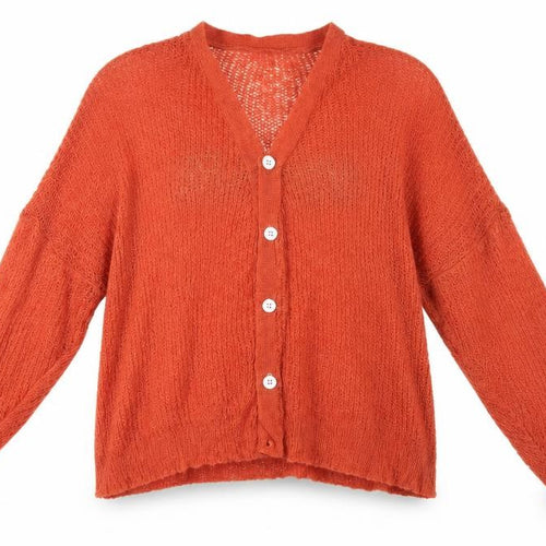 SheIn Womens Orange Round Neck  Acrylic Cardigan Jumper Size XL   - Baby Girl