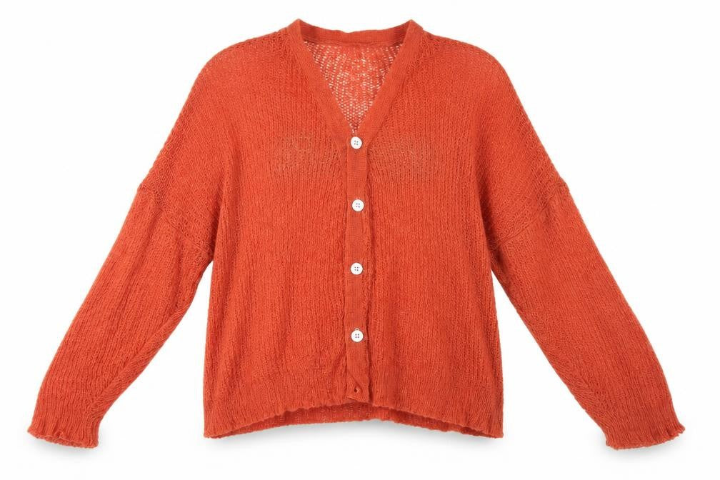 SheIn Womens Orange Round Neck  Acrylic Cardigan Jumper Size XL   - Baby Girl