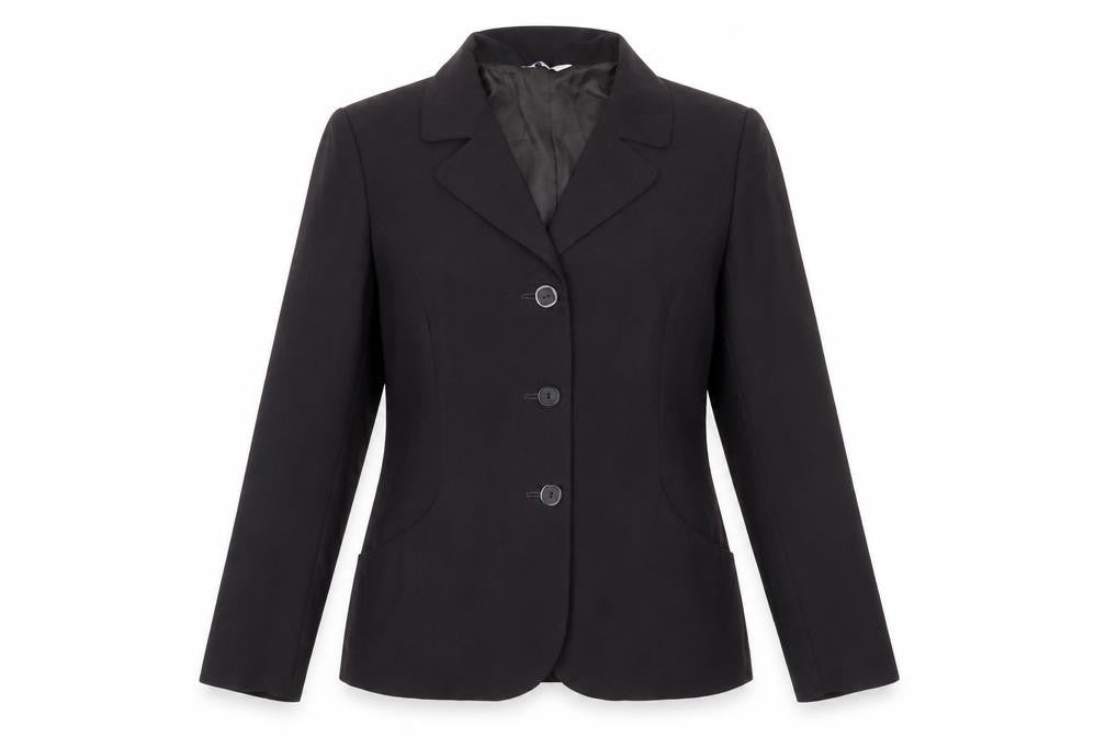 Front view of Penny Plain women’s purple jacket blazer, size UK 14