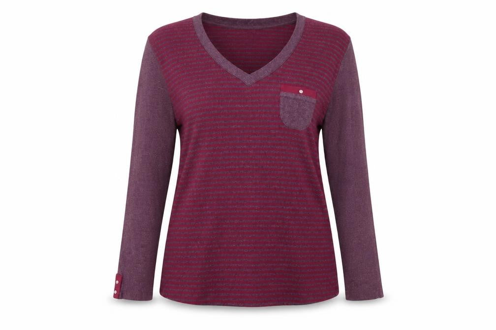 M&Co Womens Purple V-Neck Striped Cotton Pullover Jumper Size 2XL