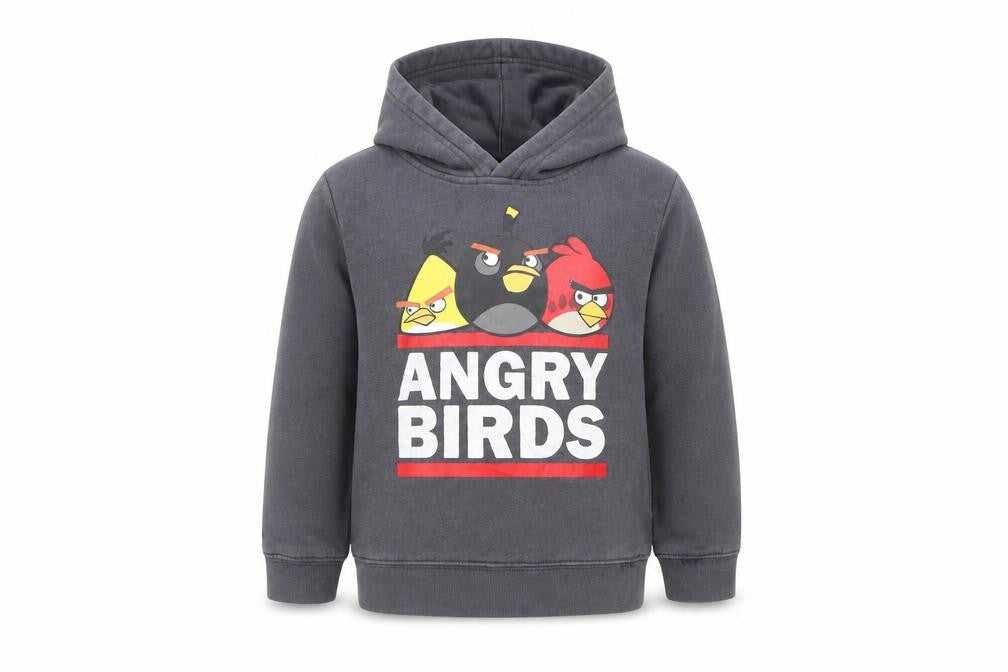 H&M Girls Grey  Cotton Pullover Hoodie Size 3-4 Years   - Angry Birds