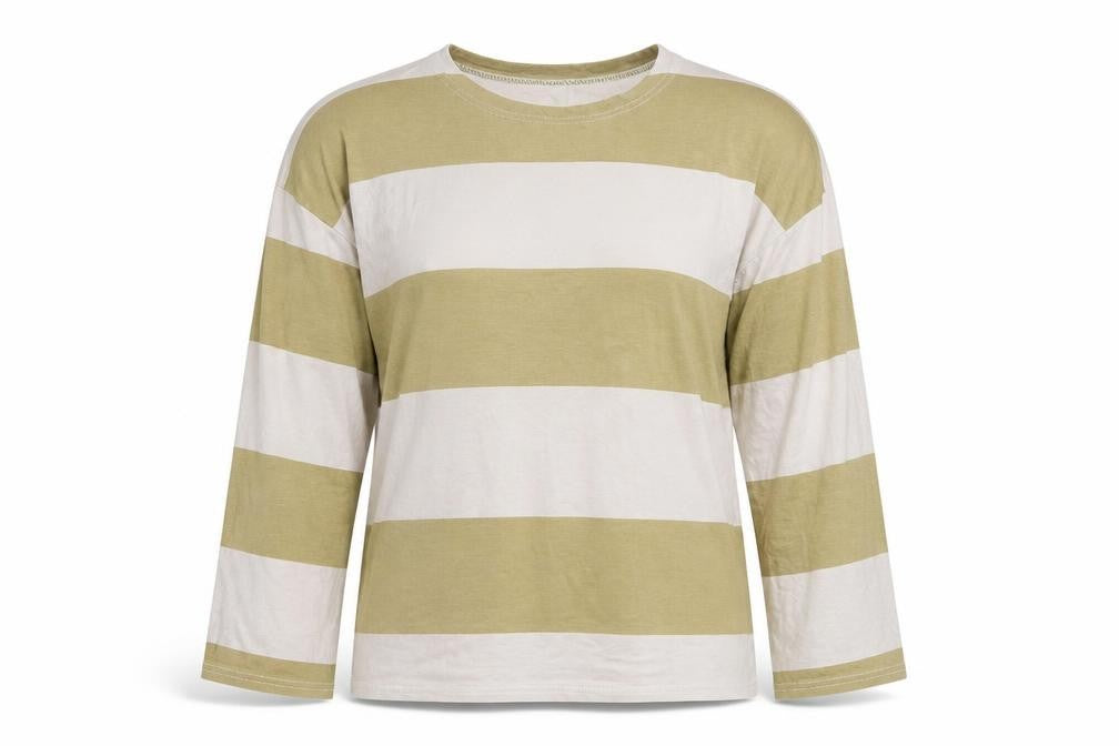 Missguided Womens Brown Striped Polyester Basic T-Shirt Size 10 Round Neck