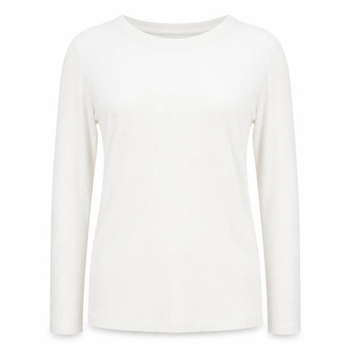 New Look Womens Ivory Striped Polyester Jersey T-Shirt Size 14 Round Neck - Vertical same colour stripe