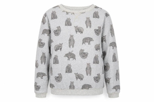 Front view of Next women’s grey animal print polyester top pyjama top, size XS