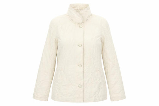 Front view of Marks & Spencer women’s beige jacket, size UK 10