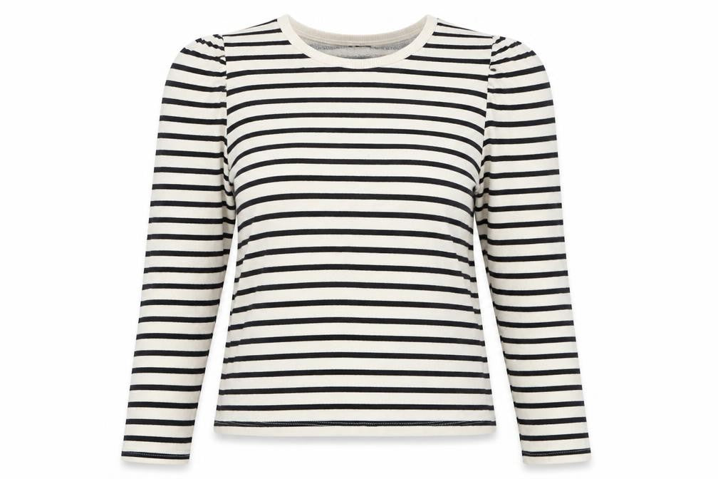Front view of Zara women’s multicoloured round neck striped cotton jumper, size S