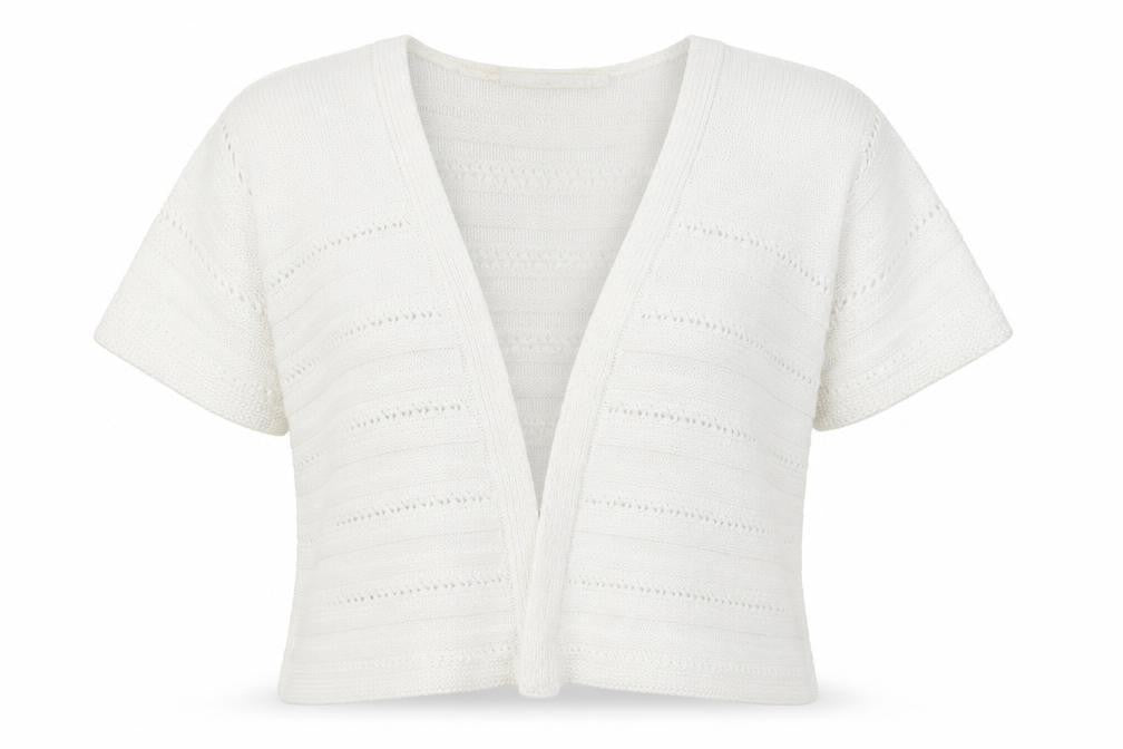 EWM Womens White V-Neck  Acrylic Cardigan Jumper Size L