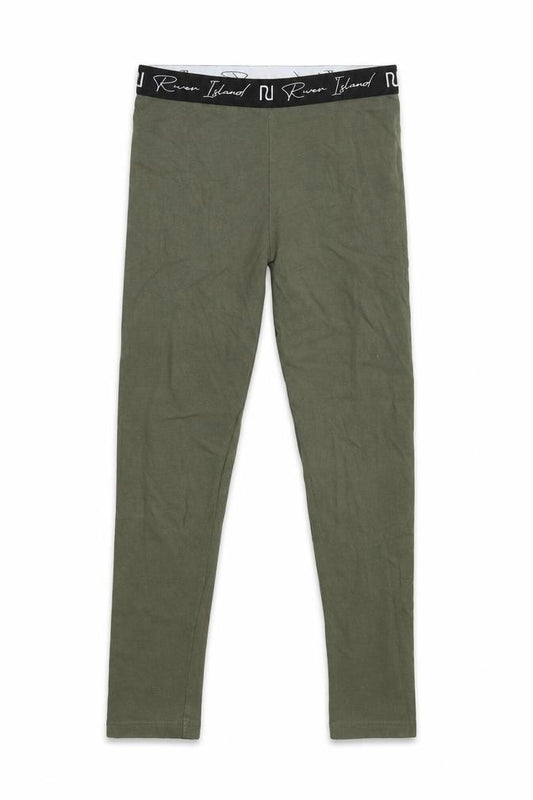 Front view of River Island girls’ green cotton pyjama pants, size 9-10, years