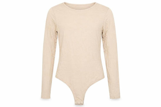 Front view of PRETTYLITTLETHING women’s beige viscose romper one-piece, size UK 12