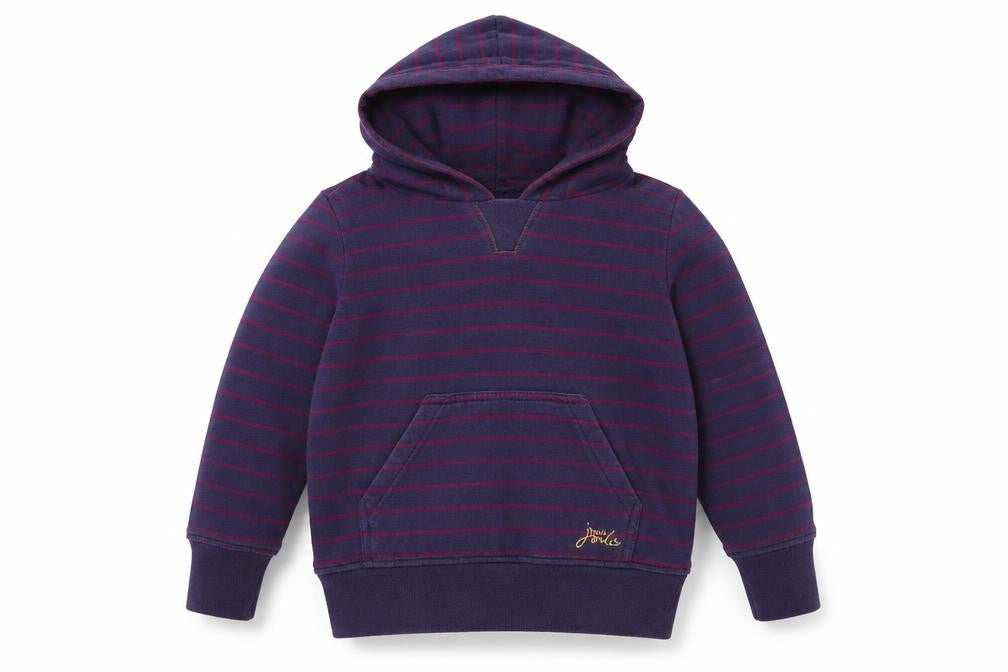 Joule Girls Purple Striped Cotton Pullover Hoodie Size 5 Years