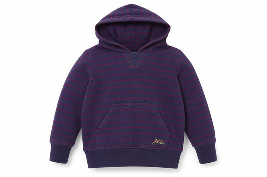Joule Girls Purple Striped Cotton Pullover Hoodie Size 5 Years