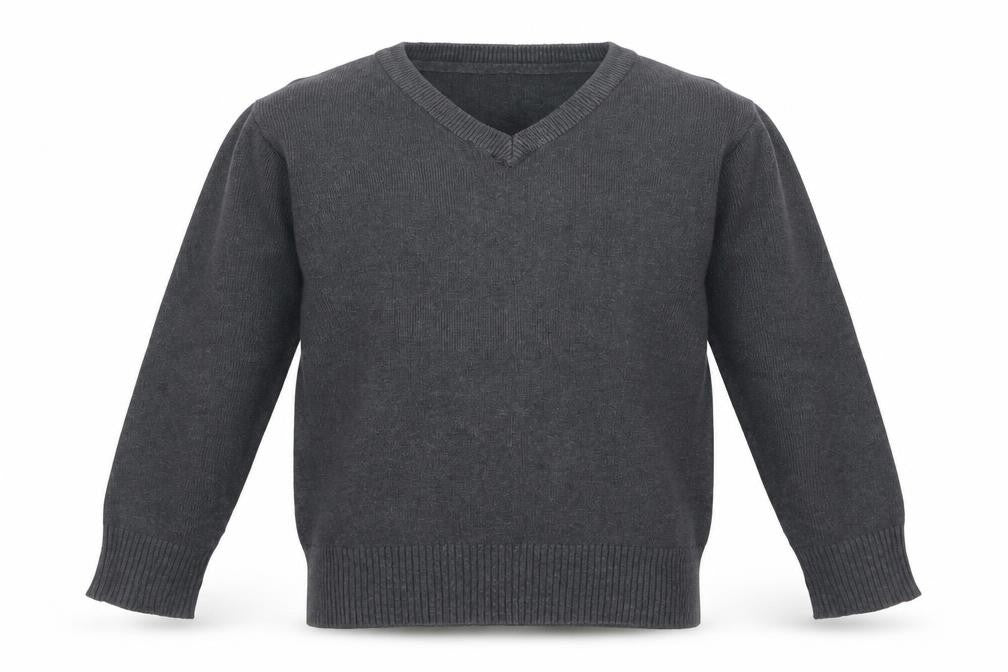 Front view of Marks & Spencer boys’ grey cotton pullover sweatshirt, size 4-5, years - school