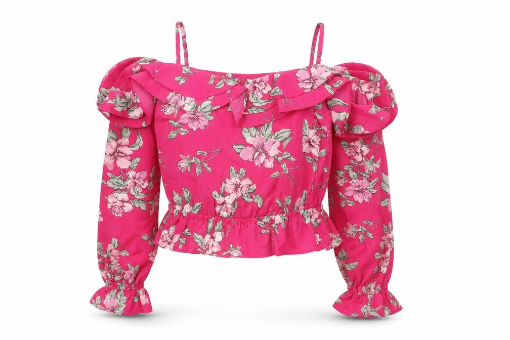 Divided Womens Pink Floral Polyester Basic Blouse Size 6 Round Neck