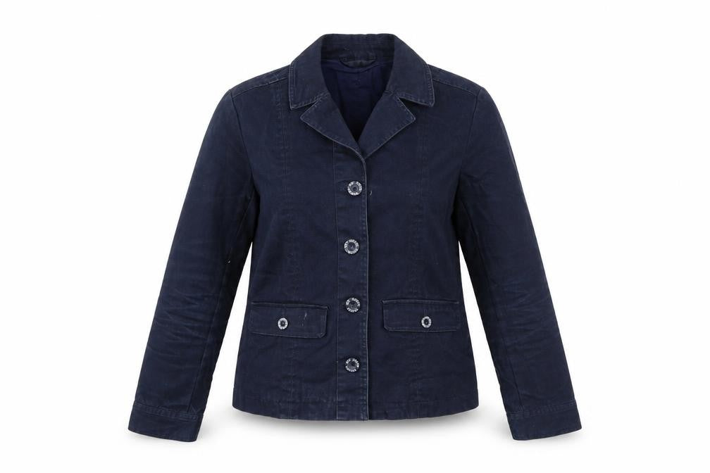 Front view of Tresors de Oceans women’s blue jacket, size S