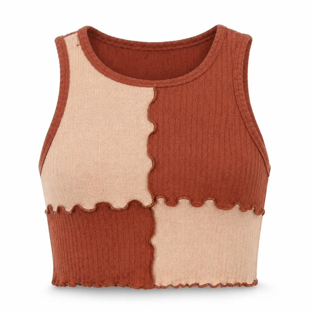 SHEIN Womens Brown  Polyester Basic Tank Size L Round Neck