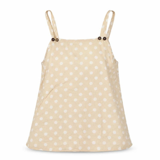 Front view of ASOS women’s beige polka dot cotton camisole blouse, size UK 6, square neck