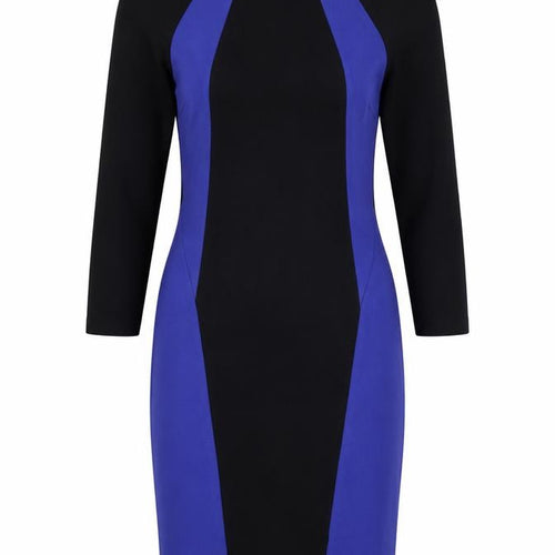 New Look Womens Black Colourblock Viscose Bodycon  Size 6  Round Neck Zip