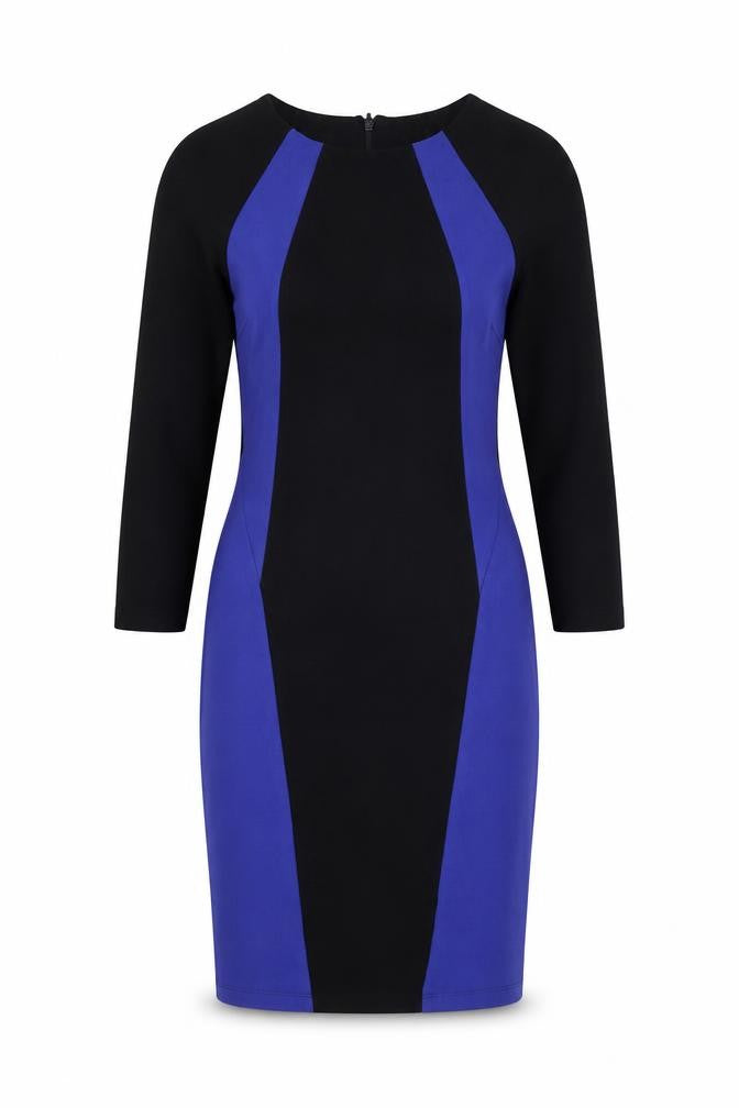 New Look Womens Black Colourblock Viscose Bodycon  Size 6  Round Neck Zip